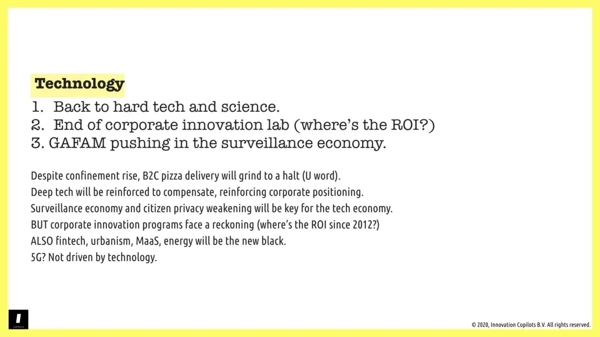 Technology predictions on Covid-19 - PESTEL - innovation copilots