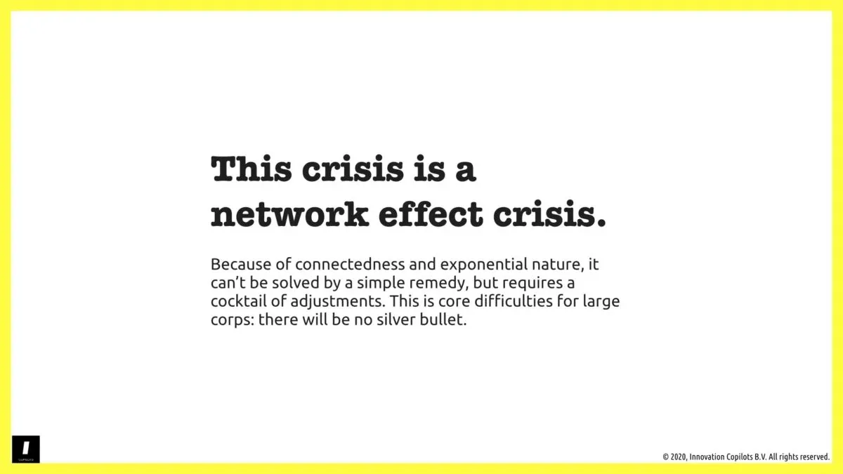The crisis is a network effect crisis - Covid-19 