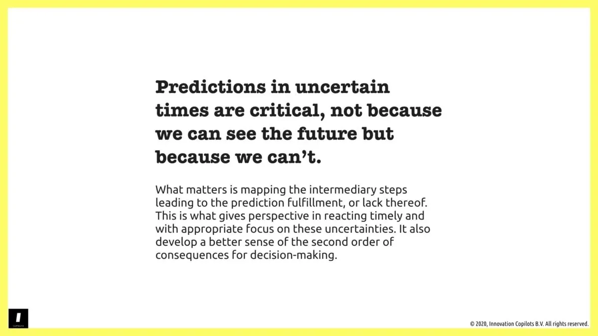Predictions in uncertain times are critical, not because we can see the future but because we can’t. Philippe MEDA
